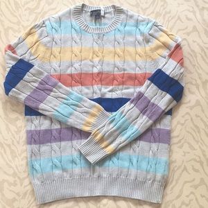 Brooks Brothers Cable Knit Striped Sweater, Size L